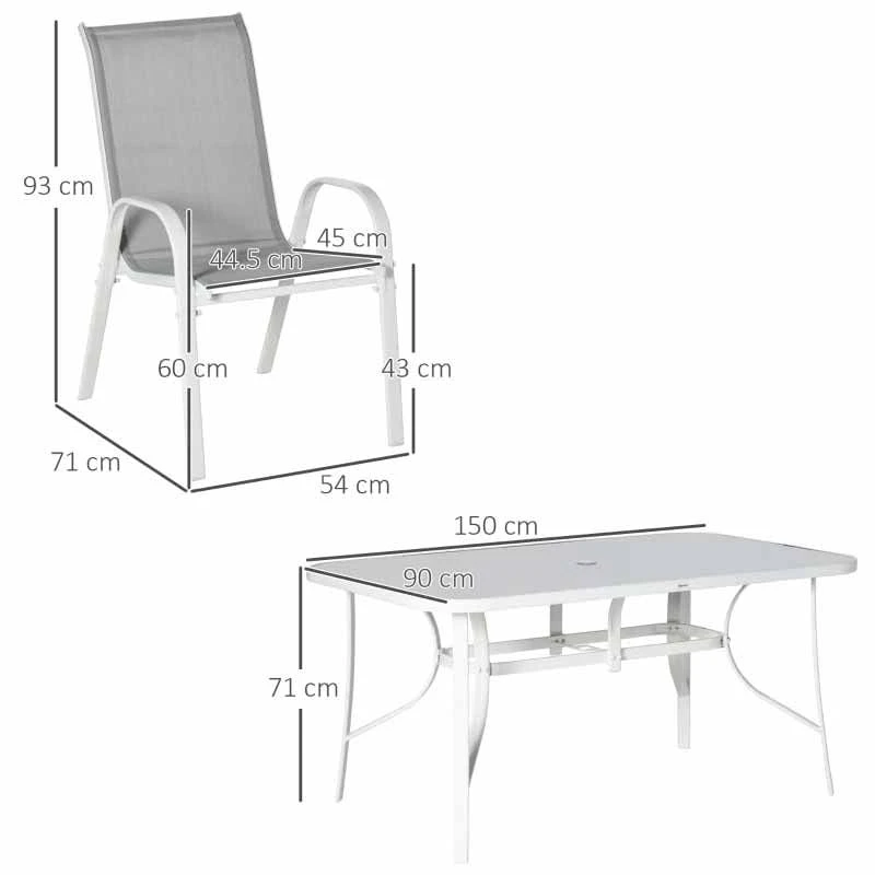 Outsunny 7 Piece Garden Dining Table And Chairs Patio Furniture Set - Grey - 84B-921V02 2 Outsunny 7 Piece Garden Dining Table And Chairs Patio Furniture Set - Grey - 84B-921V02 - Image 2