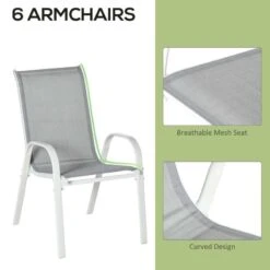 Outsunny 7 Piece Garden Dining Table And Chairs Patio Furniture Set - Grey - 84B-921V02 14 Outsunny 7 Piece Garden Dining Table And Chairs Patio Furniture Set - Grey - 84B-921V02 -OUTSUNNY Sales Shop o u outsunny 84b 921v02 features2