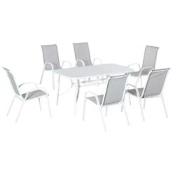 Outsunny 7 Piece Garden Dining Table And Chairs Patio Furniture Set - Grey - 84B-921V02 12 Outsunny 7 Piece Garden Dining Table And Chairs Patio Furniture Set - Grey - 84B-921V02 -OUTSUNNY Sales Shop o u outsunny 84b 921v02 full set