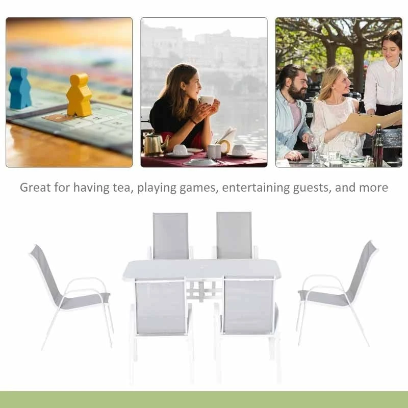 Outsunny 7 Piece Garden Dining Table And Chairs Patio Furniture Set - Grey - 84B-921V02 6 Outsunny 7 Piece Garden Dining Table And Chairs Patio Furniture Set - Grey - 84B-921V02 - Image 6