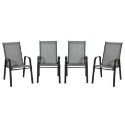 Outsunny Set Of 4 Stackable Garden Dining Chair Set - Dark Grey - 84B-925CG -OUTSUNNY Sales Shop o u outsunny 84b 925cg 2
