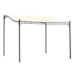 Outsunny 3 X 3m Pergola Gazebo Wall Mounted Garden Porch - Black & Cream White - 84C-038 -OUTSUNNY Sales Shop o u outsunny 84c 038 full