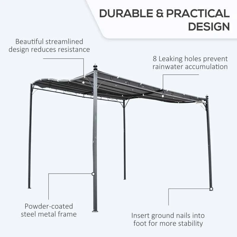 Outsunny 3 X 3m Freestanding Metal Wall Pergola Gazebo Awning Canopy - Grey - 84C-038GY 4 Outsunny 3 X 3m Freestanding Metal Wall Pergola Gazebo Awning Canopy - Grey - 84C-038GY - Image 4