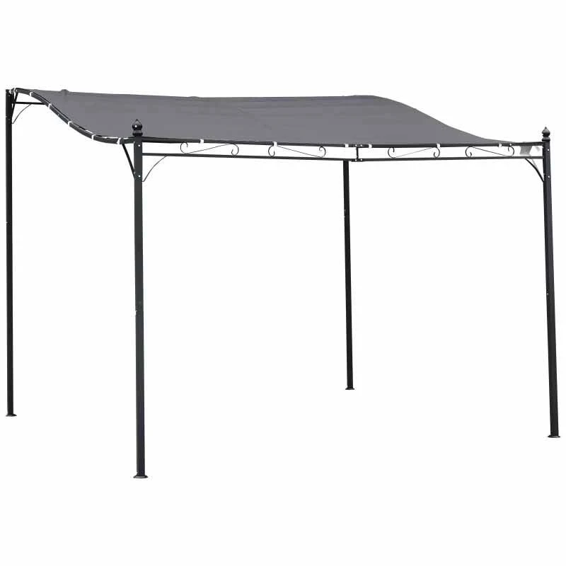 Outsunny 3 X 3m Freestanding Metal Wall Pergola Gazebo Awning Canopy - Grey - 84C-038GY 3 Outsunny 3 X 3m Freestanding Metal Wall Pergola Gazebo Awning Canopy - Grey - 84C-038GY - Image 3