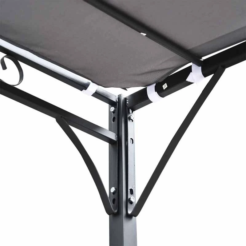 Outsunny 3 X 3m Freestanding Metal Wall Pergola Gazebo Awning Canopy - Grey - 84C-038GY 7 Outsunny 3 X 3m Freestanding Metal Wall Pergola Gazebo Awning Canopy - Grey - 84C-038GY - Image 7