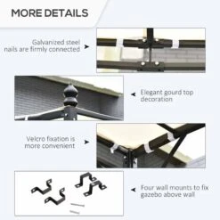 Outsunny 4 X 3m Wall Mounted Pergola Gazebo Awning For Garden & Door Porch - Cream - 84C-038V01 -OUTSUNNY Sales Shop o u outsunny 84c 038v01 details