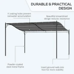 Outsunny 4 X 3m Wall Mounted Pergola Gazebo Awning For Garden & Door Porch - Black & Grey - 84C-038V01GY -OUTSUNNY Sales Shop o u outsunny 84c 038v01gy design