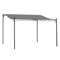 Outsunny 4 X 3m Wall Mounted Pergola Gazebo Awning For Garden & Door Porch - Black & Grey - 84C-038V01GY -OUTSUNNY Sales Shop o u outsunny 84c 038v01gy full