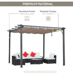 Outsunny 3 X 3m Outdoor Aluminium Pergola Gazebo Awning - Brown & Grey - 84C-054BK -OUTSUNNY Sales Shop o u outsunny 84c 054bk premium