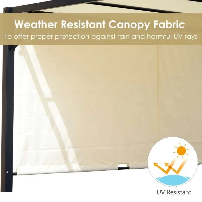 Outsunny 3 X 3m Outdoor Metal Retractable Pergola Gazebo Canopy - Cream White & Black - 84C-063CW 5 Outsunny 3 X 3m Outdoor Metal Retractable Pergola Gazebo Canopy - Cream White & Black - 84C-063CW - Image 5