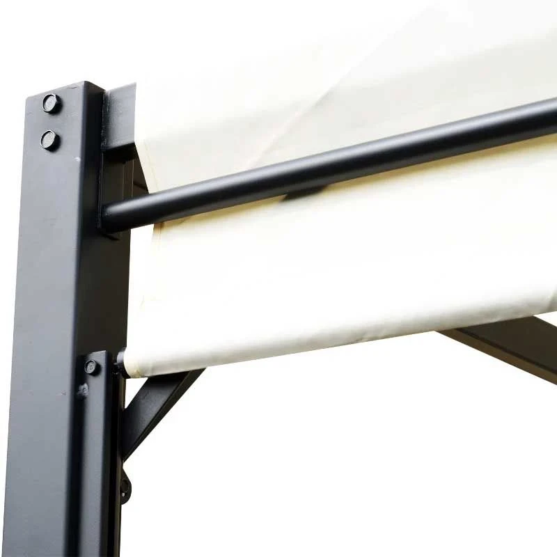 Outsunny 3 X 3m Outdoor Metal Retractable Pergola Gazebo Canopy - Cream White & Black - 84C-063CW 9 Outsunny 3 X 3m Outdoor Metal Retractable Pergola Gazebo Canopy - Cream White & Black - 84C-063CW - Image 9