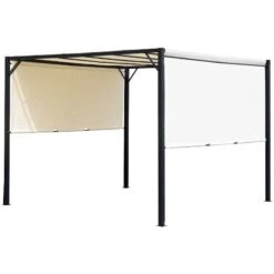 Outsunny 3 X 3m Outdoor Metal Retractable Pergola Gazebo Canopy - Cream White & Black - 84C-063CW 12 Outsunny 3 X 3m Outdoor Metal Retractable Pergola Gazebo Canopy - Cream White & Black - 84C-063CW -OUTSUNNY Sales Shop o u outsunny 84c 063cw full