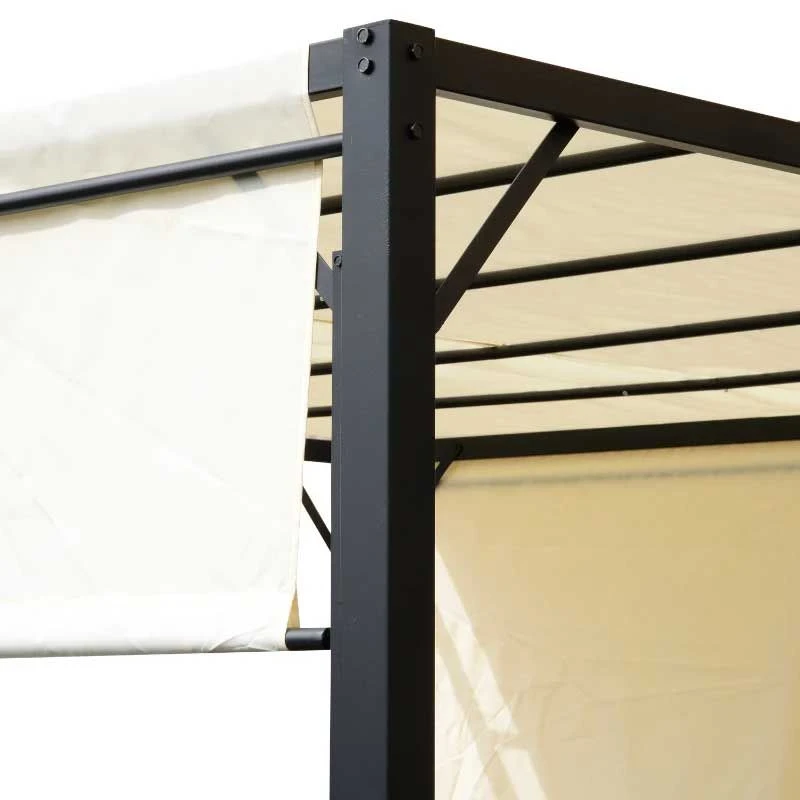 Outsunny 3 X 3m Outdoor Metal Retractable Pergola Gazebo Canopy - Cream White & Black - 84C-063CW 7 Outsunny 3 X 3m Outdoor Metal Retractable Pergola Gazebo Canopy - Cream White & Black - 84C-063CW - Image 7