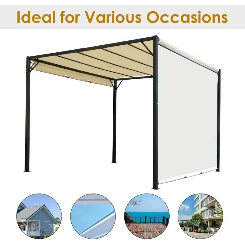 Outsunny 3 X 3m Outdoor Metal Retractable Pergola Gazebo Canopy - Cream White & Black - 84C-063CW 6 Outsunny 3 X 3m Outdoor Metal Retractable Pergola Gazebo Canopy - Cream White & Black - 84C-063CW - Image 6