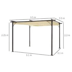 Outsunny 3.5 X 3.5m Outdoor Metal Retractable Pergola Gazebo Awning - Black & Beige - 84C-092 11 Outsunny 3.5 X 3.5m Outdoor Metal Retractable Pergola Gazebo Awning - Black & Beige - 84C-092 -OUTSUNNY Sales Shop o u outsunny 84c 092 dimensions