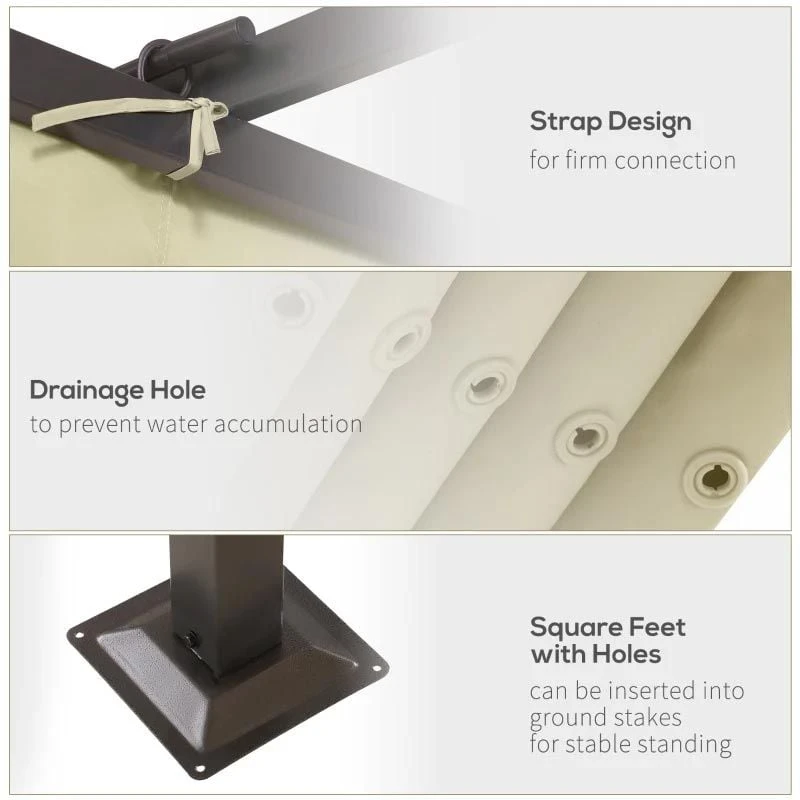 Outsunny 3.5 X 3.5m Outdoor Metal Retractable Pergola Gazebo Awning - Black & Beige - 84C-092 6 Outsunny 3.5 X 3.5m Outdoor Metal Retractable Pergola Gazebo Awning - Black & Beige - 84C-092 - Image 6