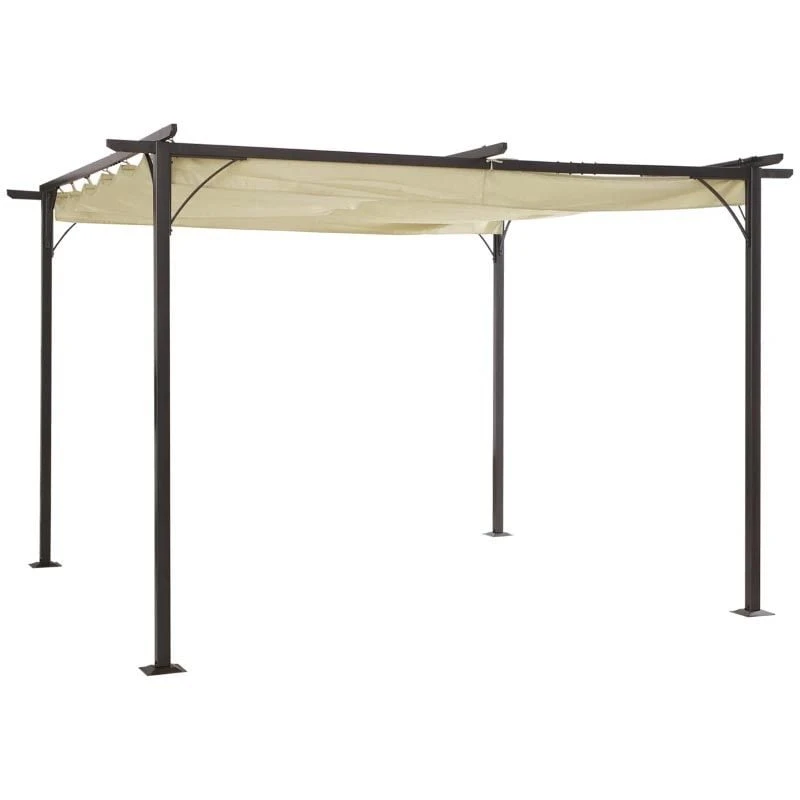 Outsunny 3.5 X 3.5m Outdoor Metal Retractable Pergola Gazebo Awning - Black & Beige - 84C-092 3 Outsunny 3.5 X 3.5m Outdoor Metal Retractable Pergola Gazebo Awning - Black & Beige - 84C-092 - Image 3