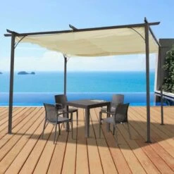 Outsunny 3.5 X 3.5m Outdoor Metal Retractable Pergola Gazebo Awning - Black & Beige - 84C-092 19 Outsunny 3.5 X 3.5m Outdoor Metal Retractable Pergola Gazebo Awning - Black & Beige - 84C-092 -OUTSUNNY Sales Shop o u outsunny 84c 092 outdoor