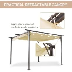Outsunny 3.5 X 3.5m Outdoor Metal Retractable Pergola Gazebo Awning - Black & Beige - 84C-092 14 Outsunny 3.5 X 3.5m Outdoor Metal Retractable Pergola Gazebo Awning - Black & Beige - 84C-092 -OUTSUNNY Sales Shop o u outsunny 84c 092 retractable