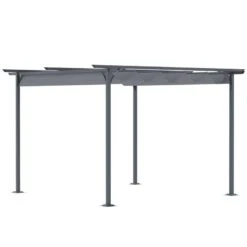 Outsunny 3.5 X 3.5m Metal Retractable Pergola Gazebo Awning Outdoor Canopy - Black & Grey - 84C-092GY -OUTSUNNY Sales Shop o u outsunny 84c 092gy full