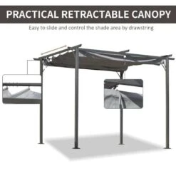 Outsunny 3 X 3m Metal Pergola Gazebo Awning Retractable Canopy - Grey - 84C-093GY 14 Outsunny 3 X 3m Metal Pergola Gazebo Awning Retractable Canopy - Grey - 84C-093GY -OUTSUNNY Sales Shop o u outsunny 84c 093gy retractable