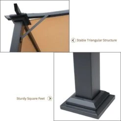 Outsunny 2.96 X 2.45 X 2.3m Outdoor Retractable Pergola Gazebo With 2 Adjustable Sides - Khaki - 84C-124 -OUTSUNNY Sales Shop o u outsunny 84c 124 frame