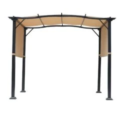 Outsunny 2.96 X 2.45 X 2.3m Outdoor Retractable Pergola Gazebo With 2 Adjustable Sides - Khaki - 84C-124 -OUTSUNNY Sales Shop o u outsunny 84c 124 full2