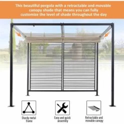 Outsunny 2.8m X 3m Outdoor Garden Patio Retractable Pergola Gazebo - Beige - 84C-138 -OUTSUNNY Sales Shop o u outsunny 84c 138 features