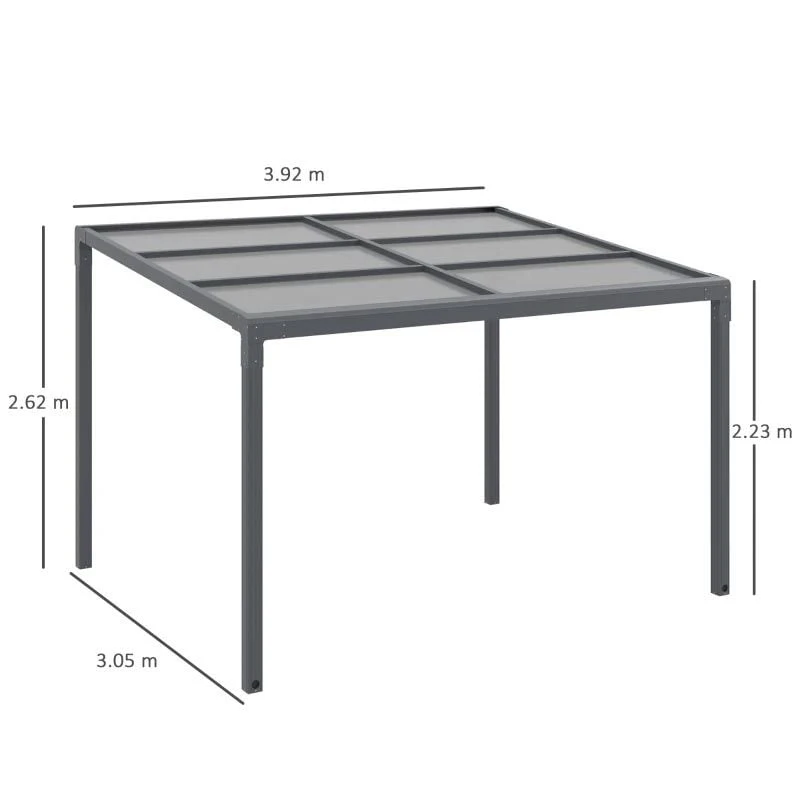 Outsunny 4 X 3m Outdoor Hardtop Pergola Gazebo - Transparent & Black - 84C-178 2 Outsunny 4 X 3m Outdoor Hardtop Pergola Gazebo - Transparent & Black - 84C-178 - Image 2