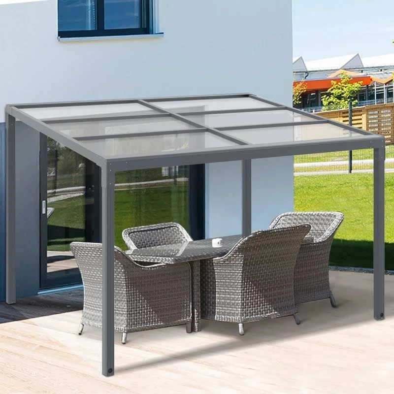 Outsunny 4 X 3m Outdoor Hardtop Pergola Gazebo - Transparent & Black - 84C-178 10 Outsunny 4 X 3m Outdoor Hardtop Pergola Gazebo - Transparent & Black - 84C-178 - Image 10