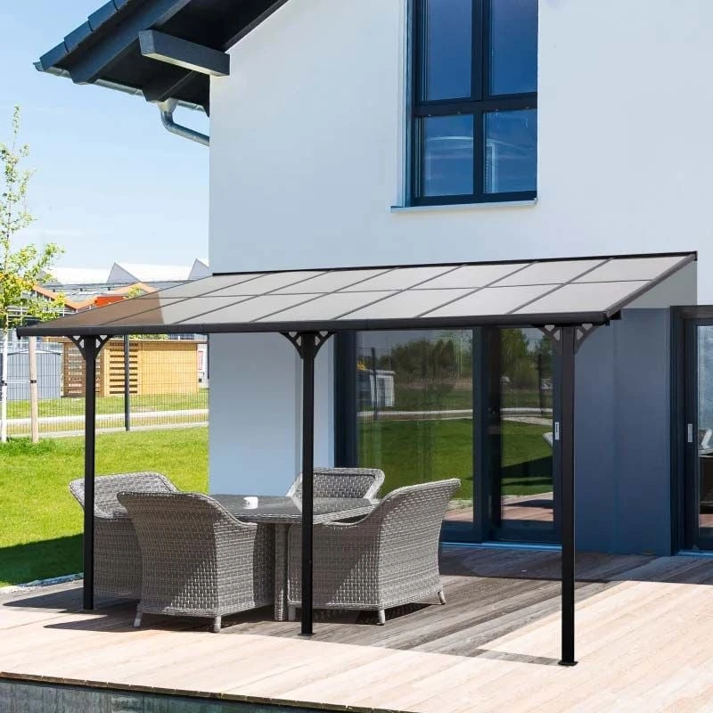 Outsunny 4.35 X 3m Outdoor Patio Gazebo Pergola With Aluminum Post & PC Roof - Grey - 84C-182 1 Outsunny 4.35 X 3m Outdoor Patio Gazebo Pergola With Aluminum Post & PC Roof - Grey - 84C-182