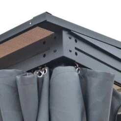 Outsunny 4 X 3m Outdoor Hardtop Pergola Gazebo With Polycarbonate Roof & Curtains - Grey - 84C-191 -OUTSUNNY Sales Shop o u outsunny 84c 191 material