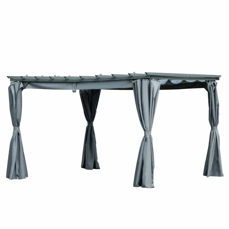 Outsunny 3.6 X 3m Retractable Pergola Gazebo Garden Canopy With Curtains - Dark Grey - 84C-199 3 Outsunny 3.6 X 3m Retractable Pergola Gazebo Garden Canopy With Curtains - Dark Grey - 84C-199 - Image 3