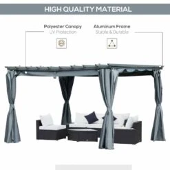 Outsunny 3.6 X 3m Retractable Pergola Gazebo Garden Canopy With Curtains - Dark Grey - 84C-199 13 Outsunny 3.6 X 3m Retractable Pergola Gazebo Garden Canopy With Curtains - Dark Grey - 84C-199 -OUTSUNNY Sales Shop o u outsunny 84c 199 material