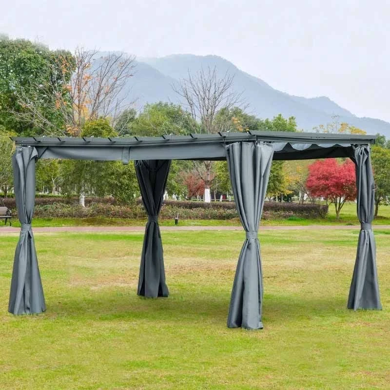 Outsunny 3.6 X 3m Retractable Pergola Gazebo Garden Canopy With Curtains - Dark Grey - 84C-199 10 Outsunny 3.6 X 3m Retractable Pergola Gazebo Garden Canopy With Curtains - Dark Grey - 84C-199 - Image 10