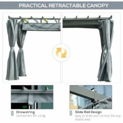 Outsunny 3.6 X 3m Retractable Pergola Gazebo Garden Canopy With Curtains - Dark Grey - 84C-199 16 Outsunny 3.6 X 3m Retractable Pergola Gazebo Garden Canopy With Curtains - Dark Grey - 84C-199 -OUTSUNNY Sales Shop o u outsunny 84c 199 retractable
