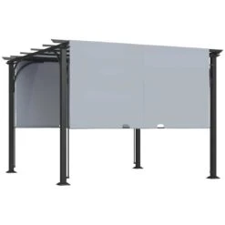 Outsunny 3 X 3m Outdoor Garden Pergola Gazebo With Retractable Canopy - Balck & Grey - 84C-282GY -OUTSUNNY Sales Shop o u outsunny 84c 282gy full2