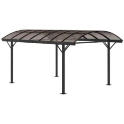 Outsunny 5 X 3m Hardtop Pergola Gazebo Pavilion With PC Roof For Gardens & Carport - Brown - 84C-310 12 Outsunny 5 X 3m Hardtop Pergola Gazebo Pavilion With PC Roof For Gardens & Carport - Brown - 84C-310 -OUTSUNNY Sales Shop o u outsunny 84c 310 full