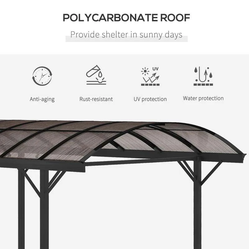 Outsunny 5 X 3m Hardtop Pergola Gazebo Pavilion With PC Roof For Gardens & Carport - Brown - 84C-310 4 Outsunny 5 X 3m Hardtop Pergola Gazebo Pavilion With PC Roof For Gardens & Carport - Brown - 84C-310 - Image 4