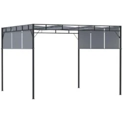 Outsunny 3 X 3m Garden Steel Pergola Gazebo With Retractable Roof - Dark Grey & Black - 84C-330CG -OUTSUNNY Sales Shop o u outsunny 84c 330cg full