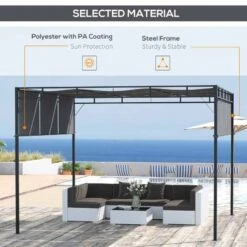 Outsunny 3 X 3m Garden Steel Pergola Gazebo With Retractable Roof - Dark Grey & Black - 84C-330CG -OUTSUNNY Sales Shop o u outsunny 84c 330cg material