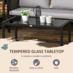 Outsunny 4-Seater Metal Garden Furniture Set - Black/Grey - 84G-048V70LG -OUTSUNNY Sales Shop o u outsunny 84g 048v70lg 3