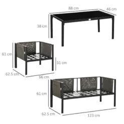Outsunny 4-Seater Metal Garden Furniture Set - Black/Grey - 84G-048V70LG -OUTSUNNY Sales Shop o u outsunny 84g 048v70lg dimensions