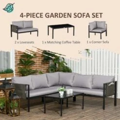 Outsunny 4 Piece Garden Furniture Set - Grey/Black - 84G-049V70LG -OUTSUNNY Sales Shop o u outsunny 84g 049v70lg 2