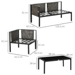 Outsunny 4 Piece Garden Furniture Set - Grey/Black - 84G-049V70LG -OUTSUNNY Sales Shop o u outsunny 84g 049v70lg dimensions