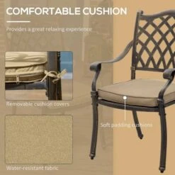 Outsunny 6-Seater Patio Aluminum Dining Table & Cushion Chair Set - Bronze - 84G-050V70BN -OUTSUNNY Sales Shop o u outsunny 84g 050v70bn cushion