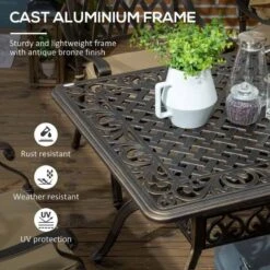 Outsunny 6-Seater Patio Aluminum Dining Table & Cushion Chair Set - Bronze - 84G-050V70BN -OUTSUNNY Sales Shop o u outsunny 84g 050v70bn features