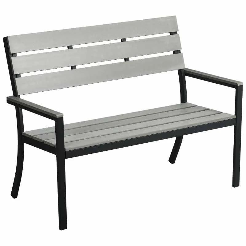 Outsunny 2 Seater Steel Frame Garden Bench - Grey - 84G-054V00GY 2 Outsunny 2 Seater Steel Frame Garden Bench - Grey - 84G-054V00GY - Image 2