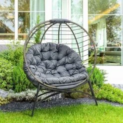 Outsunny Folding Rattan Egg Chair Freestanding - Grey - 84G-057V71GY 14 Outsunny Folding Rattan Egg Chair Freestanding - Grey - 84G-057V71GY -OUTSUNNY Sales Shop o u outsunny 84g 057v71gy 4