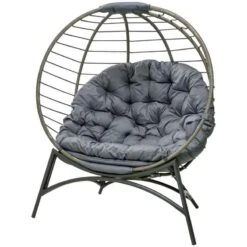 Outsunny Folding Rattan Egg Chair Freestanding - Grey - 84G-057V71GY 15 Outsunny Folding Rattan Egg Chair Freestanding - Grey - 84G-057V71GY -OUTSUNNY Sales Shop o u outsunny 84g 057v71gy 5